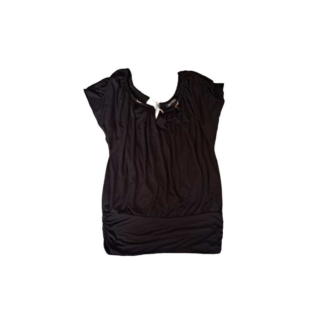 Black shirt with chain accents white House Black Market Shirt. Size small